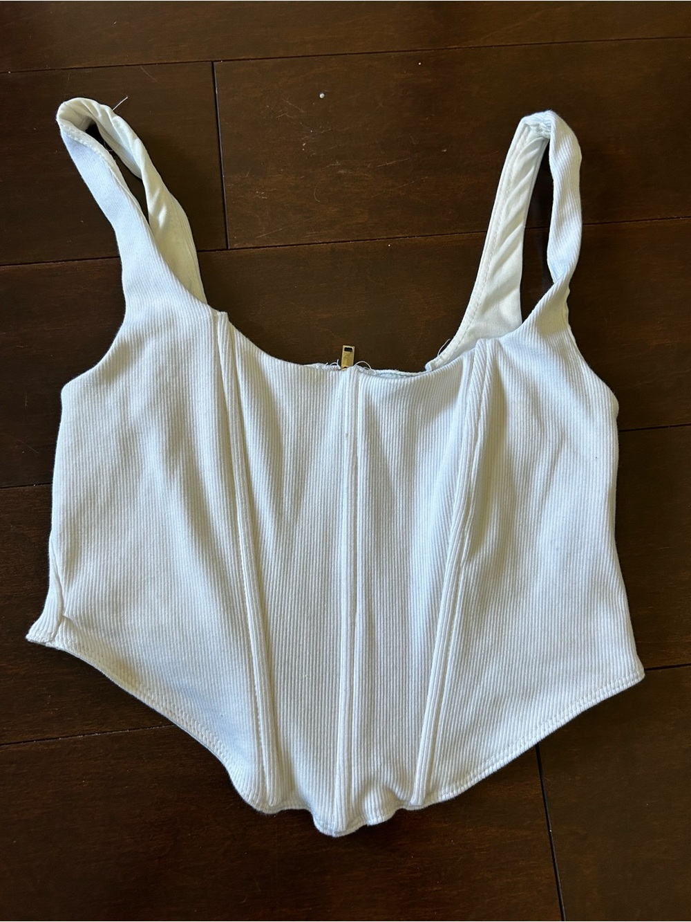 Fashion Nova White Ribbed Corset Tank